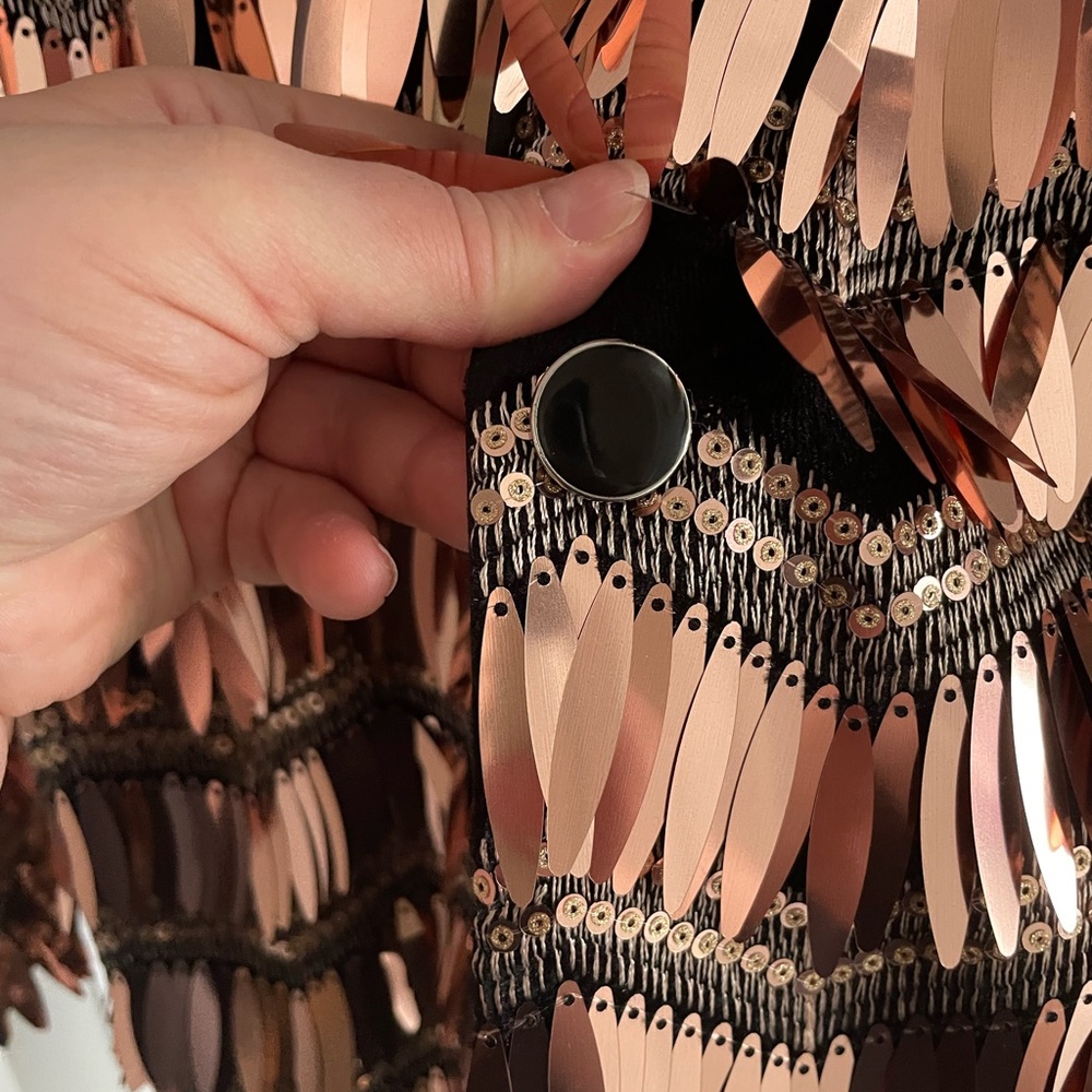 Sequin Embellished Women's Jacket - Black and Rose Gold - Picture 3 of 6